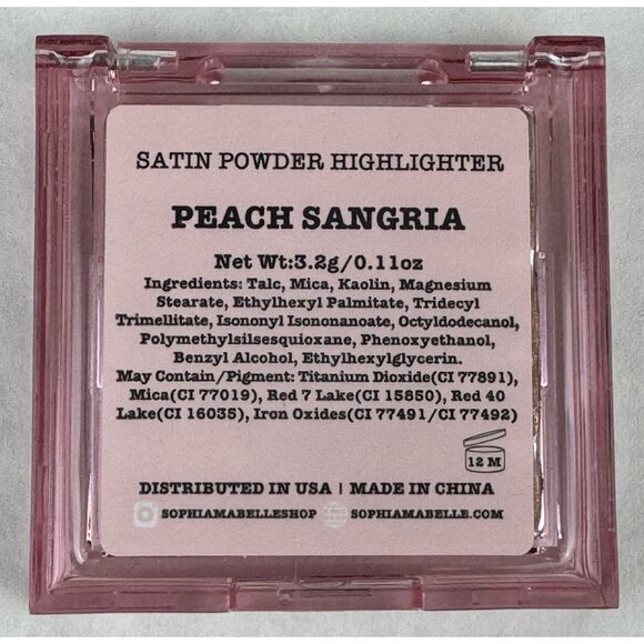 Sophia + Mabelle Satin Powder Highlighter Peach Sangria 3.2g Buildable Makeup - Picture 3 of 7